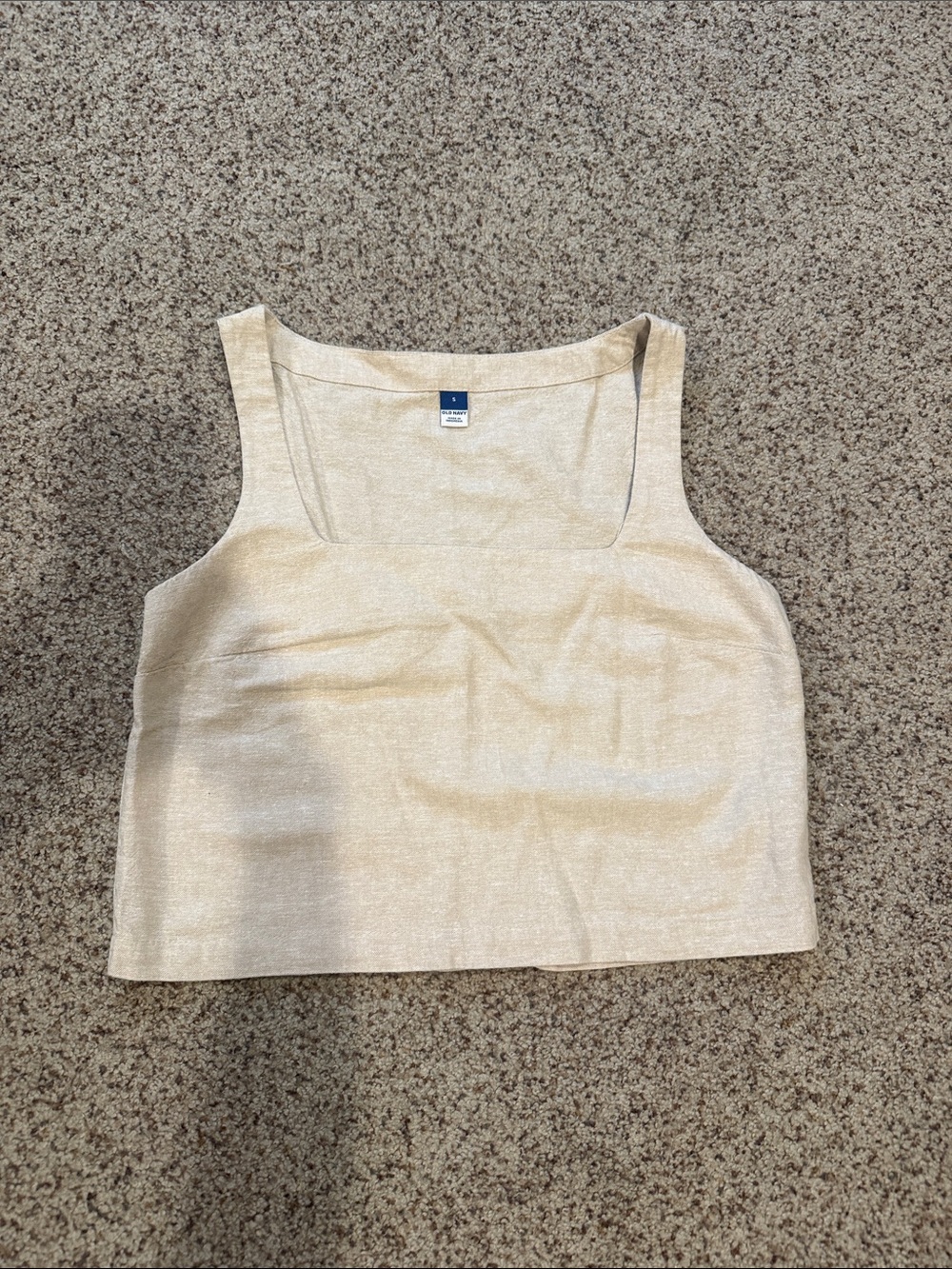 Old Navy tan linen Square-Neck Cropped Tank